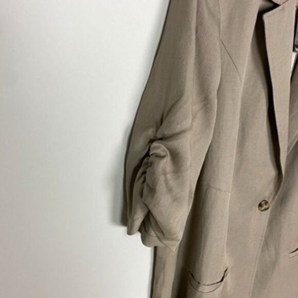 Torrid Stone Short Sleeve Linen Blazer Tan Womens 1X NWT - Picture 4 of 8